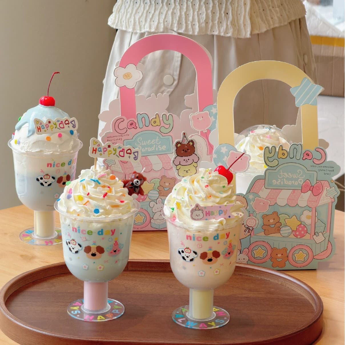 Xu Xiaobao Original Disposable Goblet Parfait Cup Decorative with Lid Mousse Cup Children's Day Cake Packaging Box