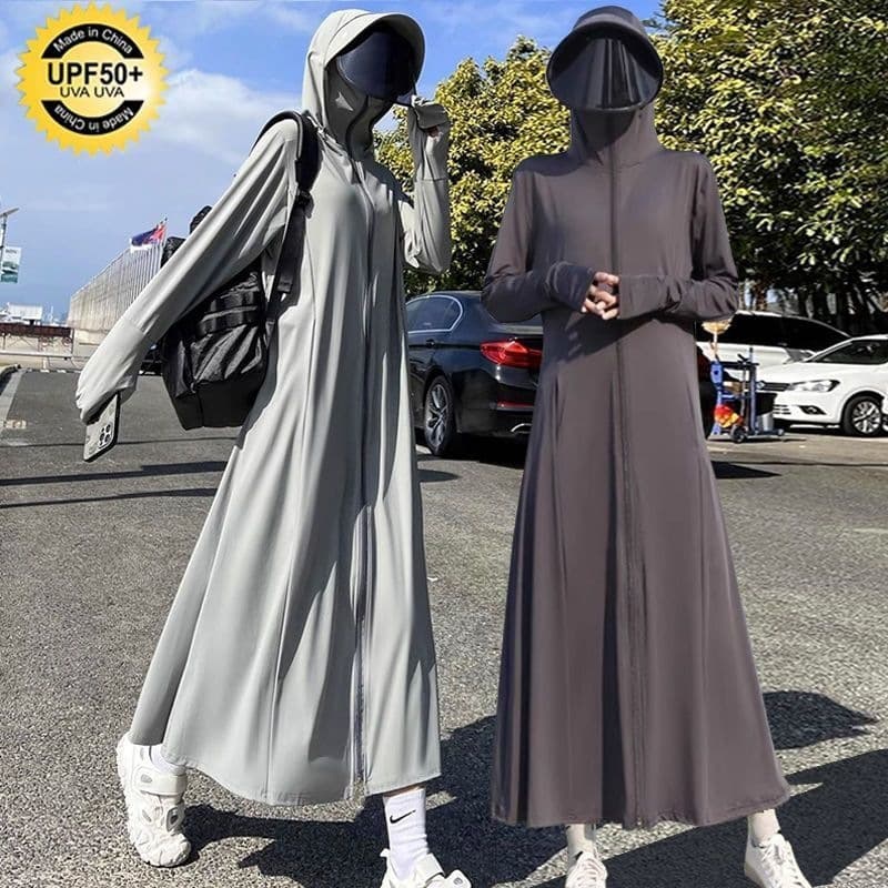 Women's Sun Protection Jacket 2026 Summer Long UV-Blocking Ice Silk Breathable Lightweight Coat