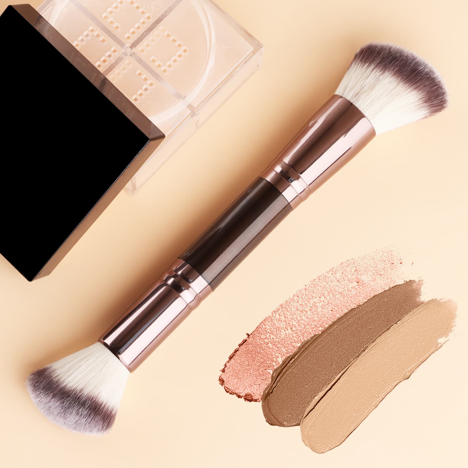 Nongying Single Multi-Functional Dual-Ended Angled Foundation & Contour Brush - Brush-Free Application, Makeup Brush for Base Makeup