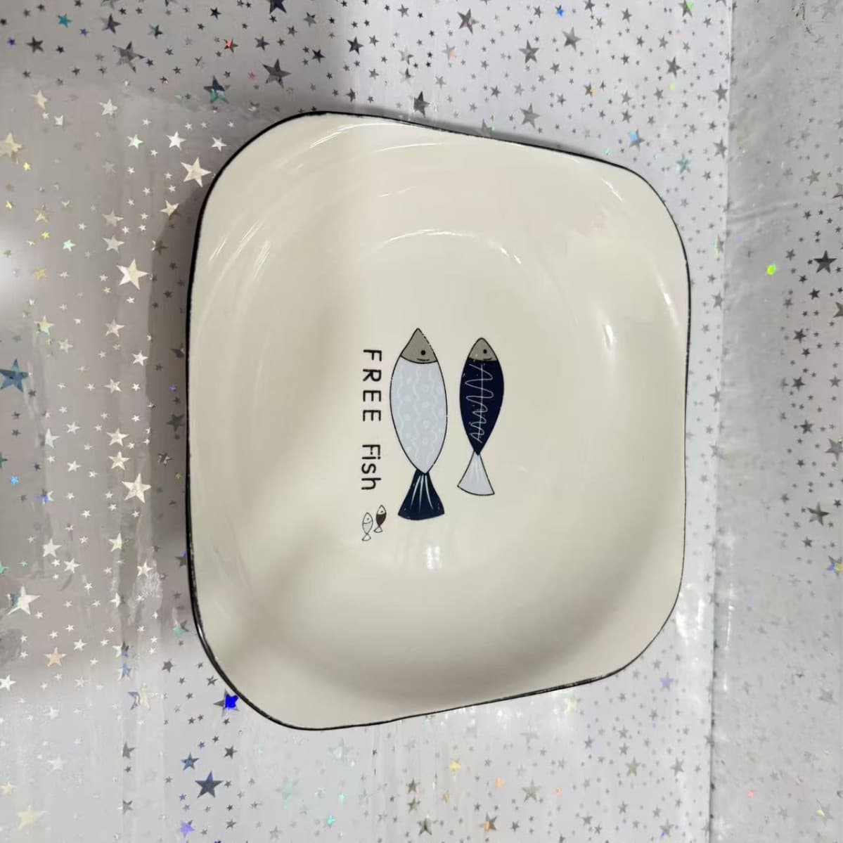 Printed 8.5-inch Ruyi Plate In Stock Wholesale Household Ceramic Plate Stir-Fry Plate Commercial Restaurant