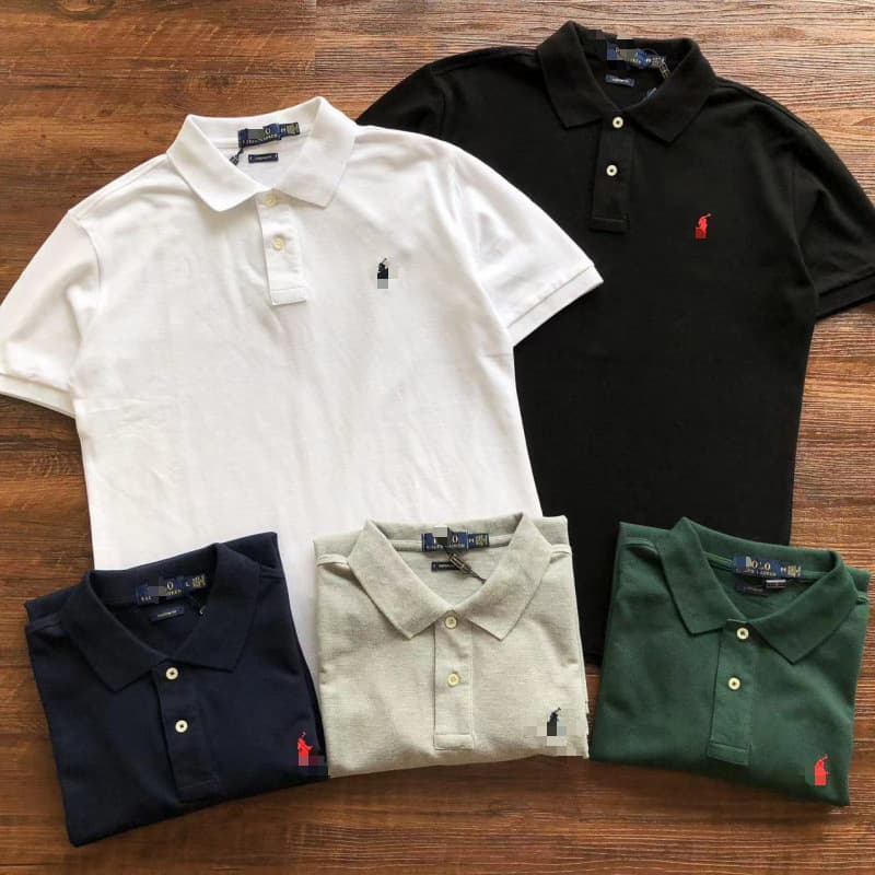 Cross-Border Exclusive Small Pony Label Cotton Men's Short Sleeve Polo Shirt Plus Size Loose Embroidery Turn-Down Collar Men's Polo Shirt