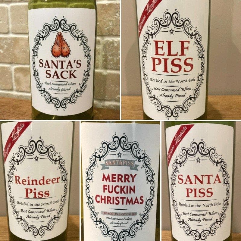 Christmas Funny Novelty Bottle Labels Funny Joke Happy Wine Bottle Labels