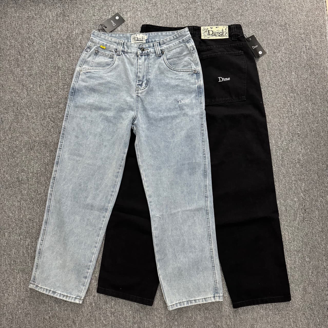 Wholesale Skateboard Trend Dime BAGGY Straight-Leg Loose-Fit Pure Cotton Denim Pants with Embroidery