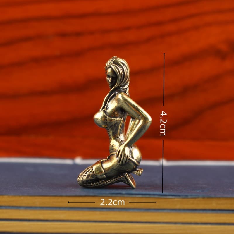 Solid Brass Beauty Model Sexy Portrait Singer Figurine Handheld Piece Collectible Gift Pure Copper Decoration