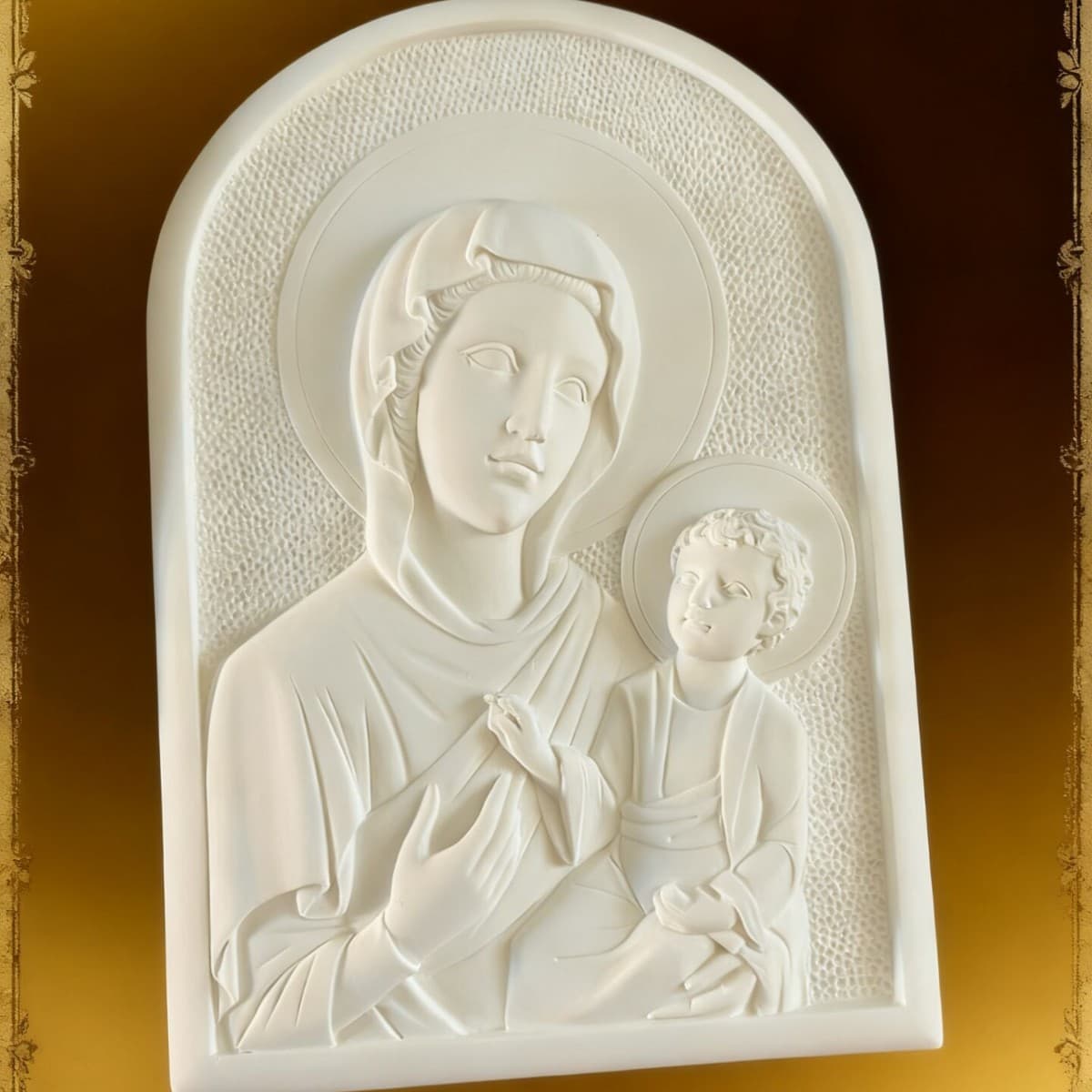 New Cross-Border Plaster White Creative Bedroom Decoration Holy Family Relief White Effect Madonna and Child Ornament