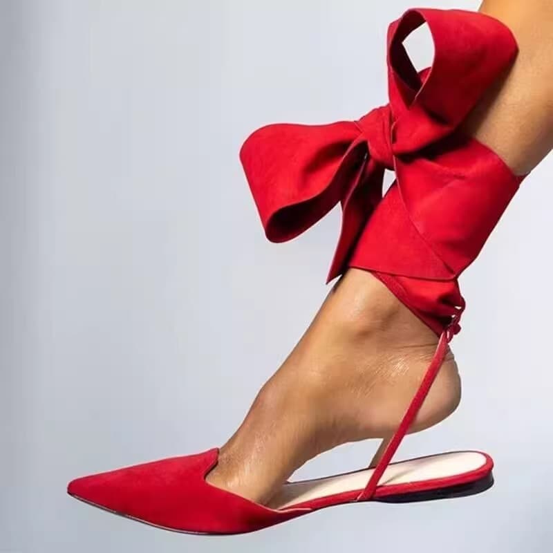 Large Size Flat Sandals for Women, Pointed Toe, Lace-Up, Women's Flat Sandals, Big Size 42