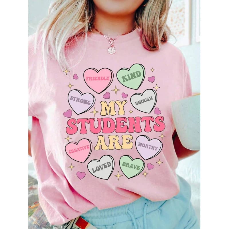 OumamianTMMy Students Are eacher Hearts Graphic -Shirt, Women'