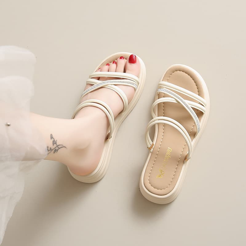 688-10 Two-Way Sandals for Women 2025 New Summer Fairy Style One-Strap Roman Beach Sandals