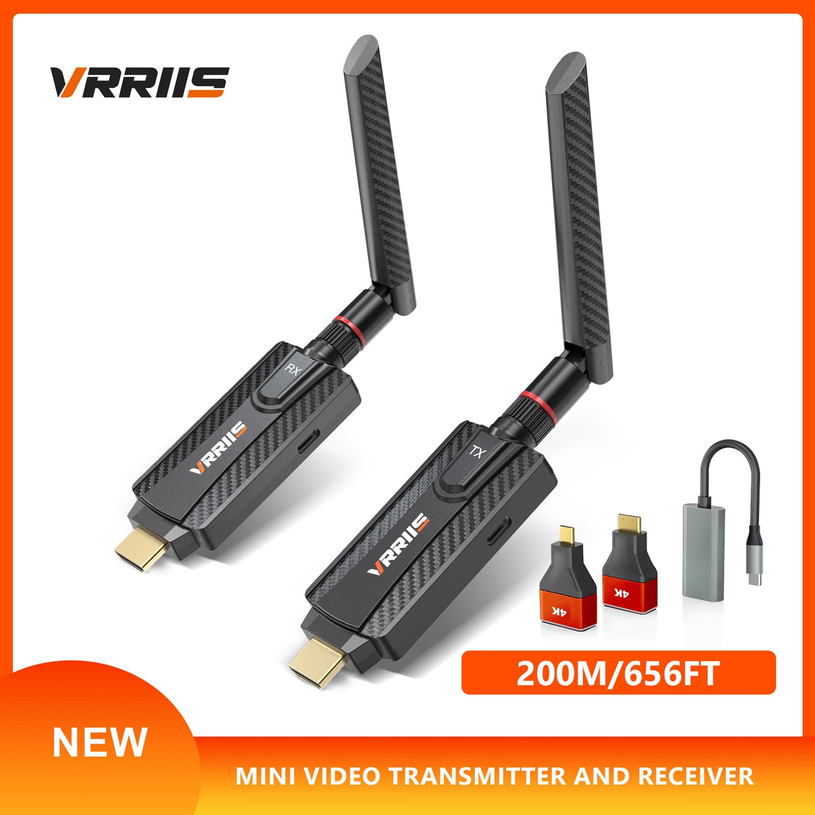 HDMI Wireless Extender, HD Video Transmission 200m Wireless Transmitter, One-to-Many Screen Mirroring