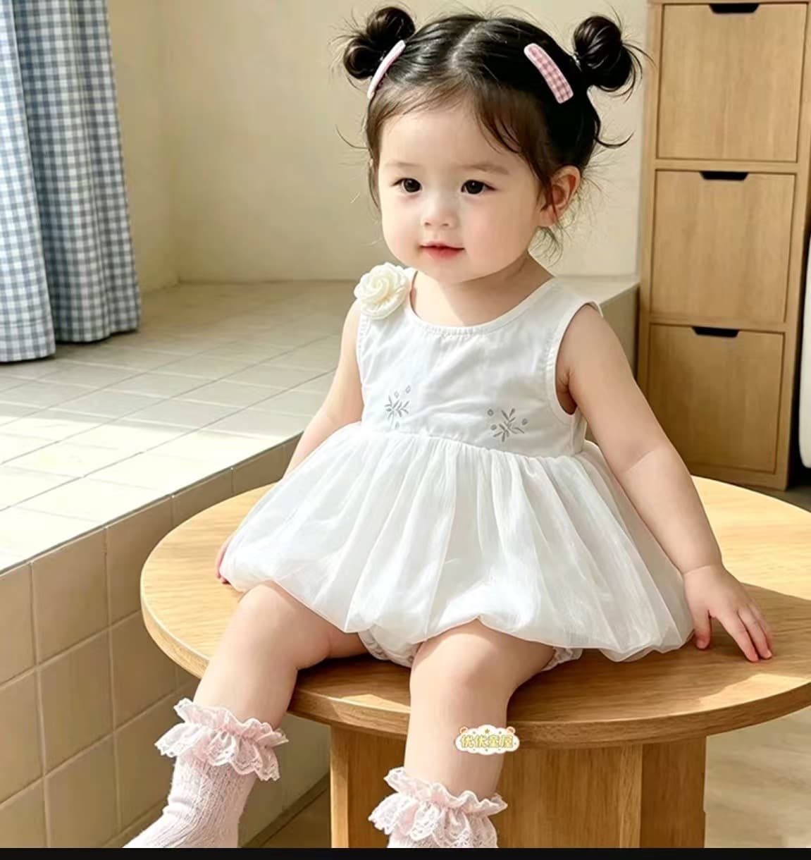 Baby Girl Summer Fashion Bodysuit Skirt Princess Dress, Crawling Romper Jumpsuit for Infants, 1st Birthday Party Gown
