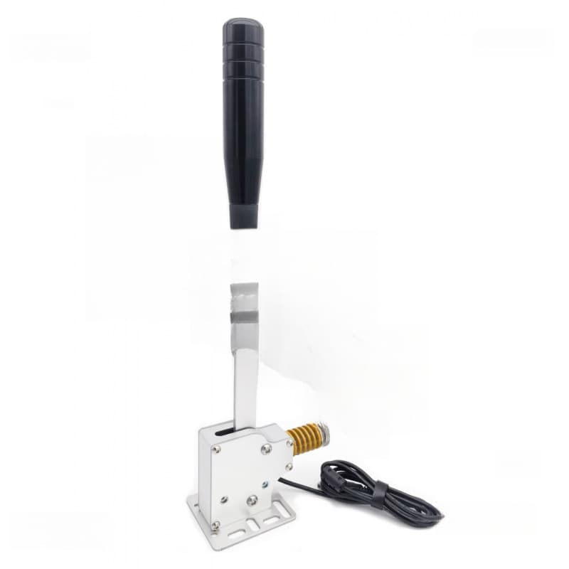 The linear handbrake in this racing simulator is compatible with Logic G27 and G29 Thrustmaster steering wheels.