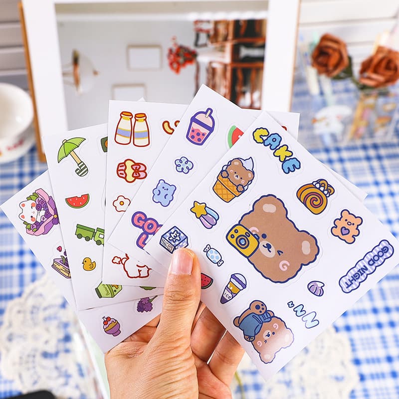 Korean Cute Transparent Waterproof PVC Sticker for Journaling, Cartoon Decorative DIY Scrapbook Diary Water Bottle Sticker