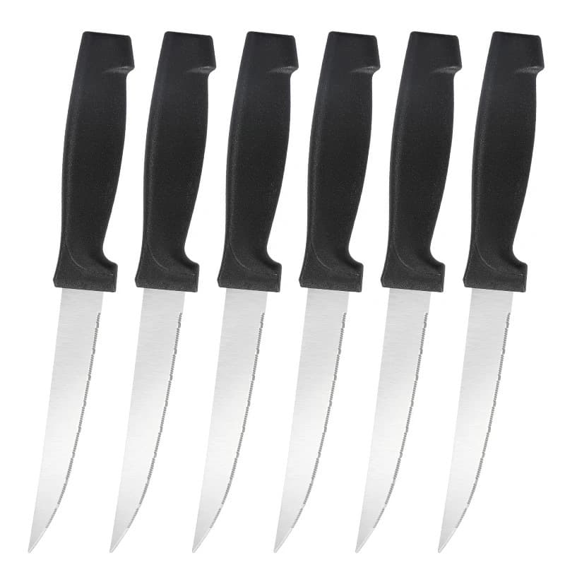 Wholesale PP handle steak knife, 420 stainless steel serrated steak knife, Western-style dining knife for hotel and restaurant use