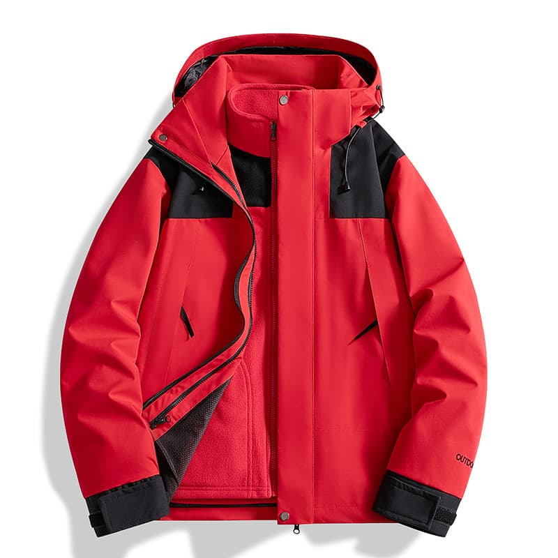 New High-Qility Outdoor Two-Piece Windbreaker Couple's Set, Detachable Hood Waterproof Windproof Jacket for Youth