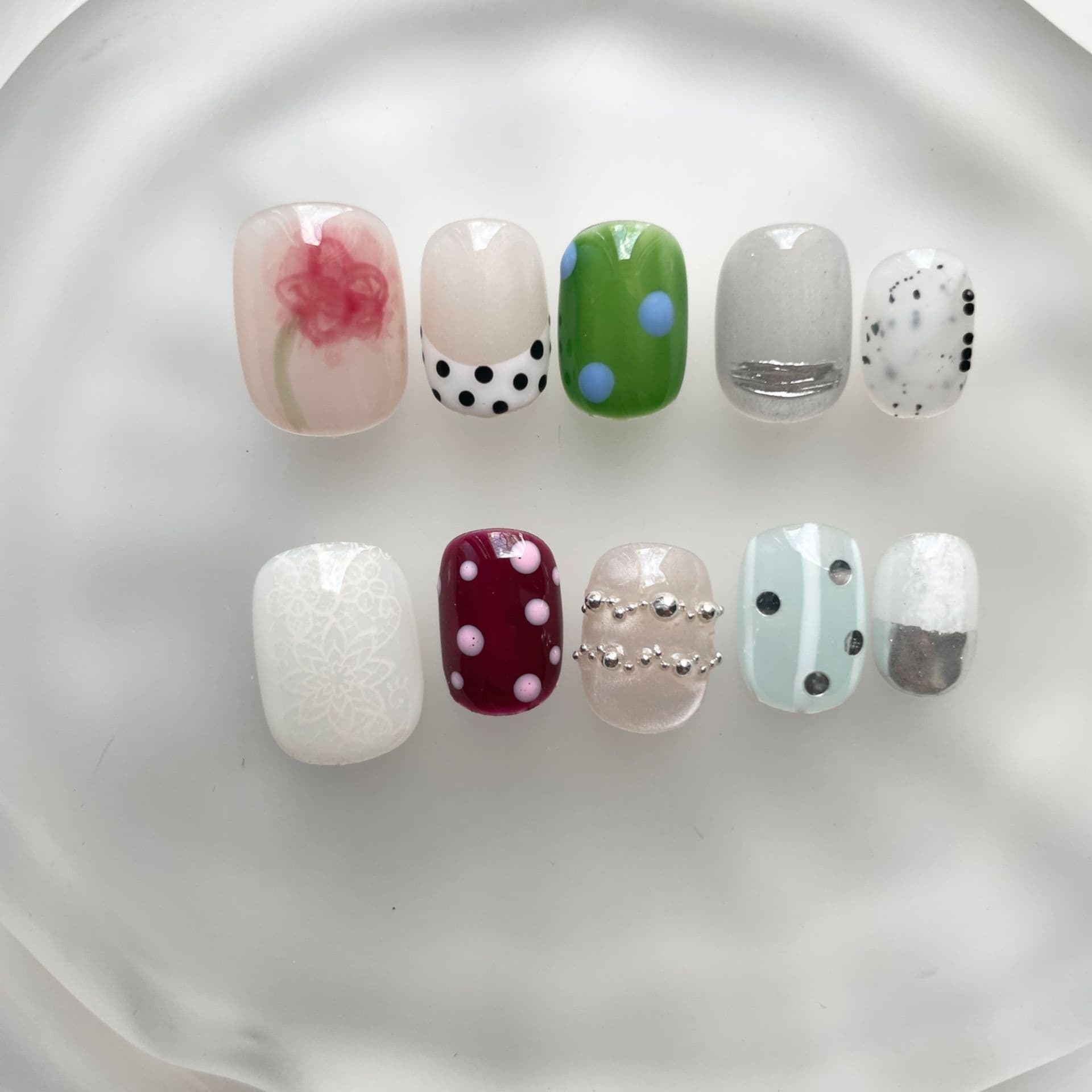 Handmade Press-On Nails Hand-Painted Wearable Trendy Cute Squeeze Cat Eye Short Style Finished Nail Tips Ins Style Press-On Nails