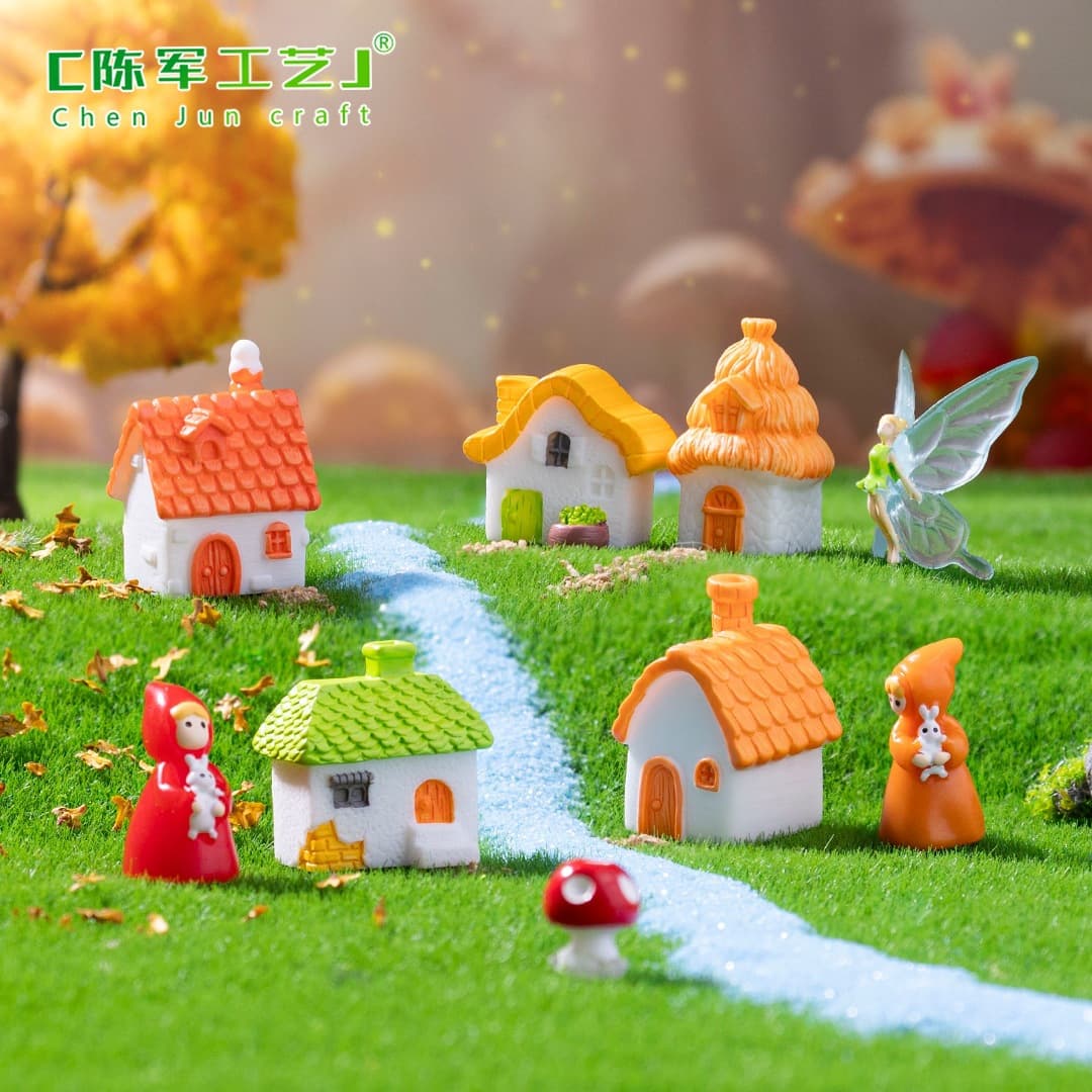 Micro landscape creative retro country thatched house chimney house landscaping diy decoration accessories miniature miniature ornaments