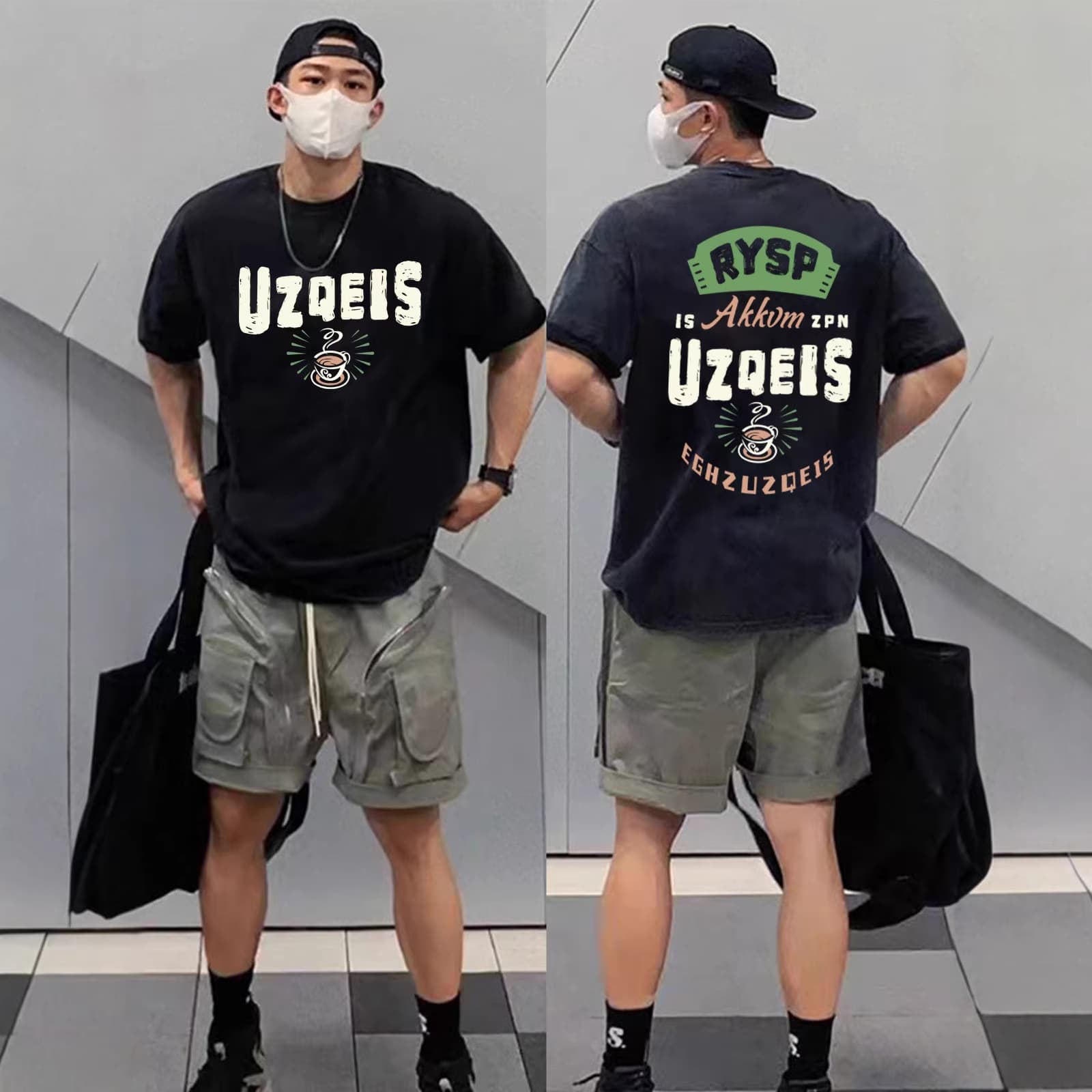 American Street Style Retro Cotton Short Sleeve T-Shirt for Men, Summer Oversized Fit, Plus Size Up to 300 lbs, Loose Half Sleeve Top
