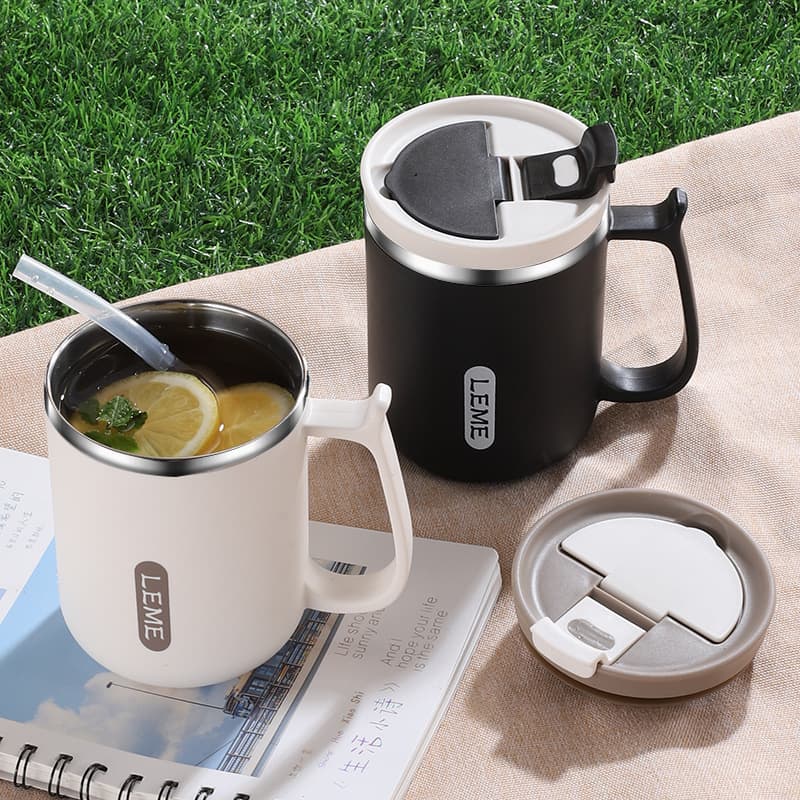 304 Stainless Steel Office Mug with Lid, Women's Water Cup, High Aesthetic Tea-Water Separation Cup, Coffee Cup