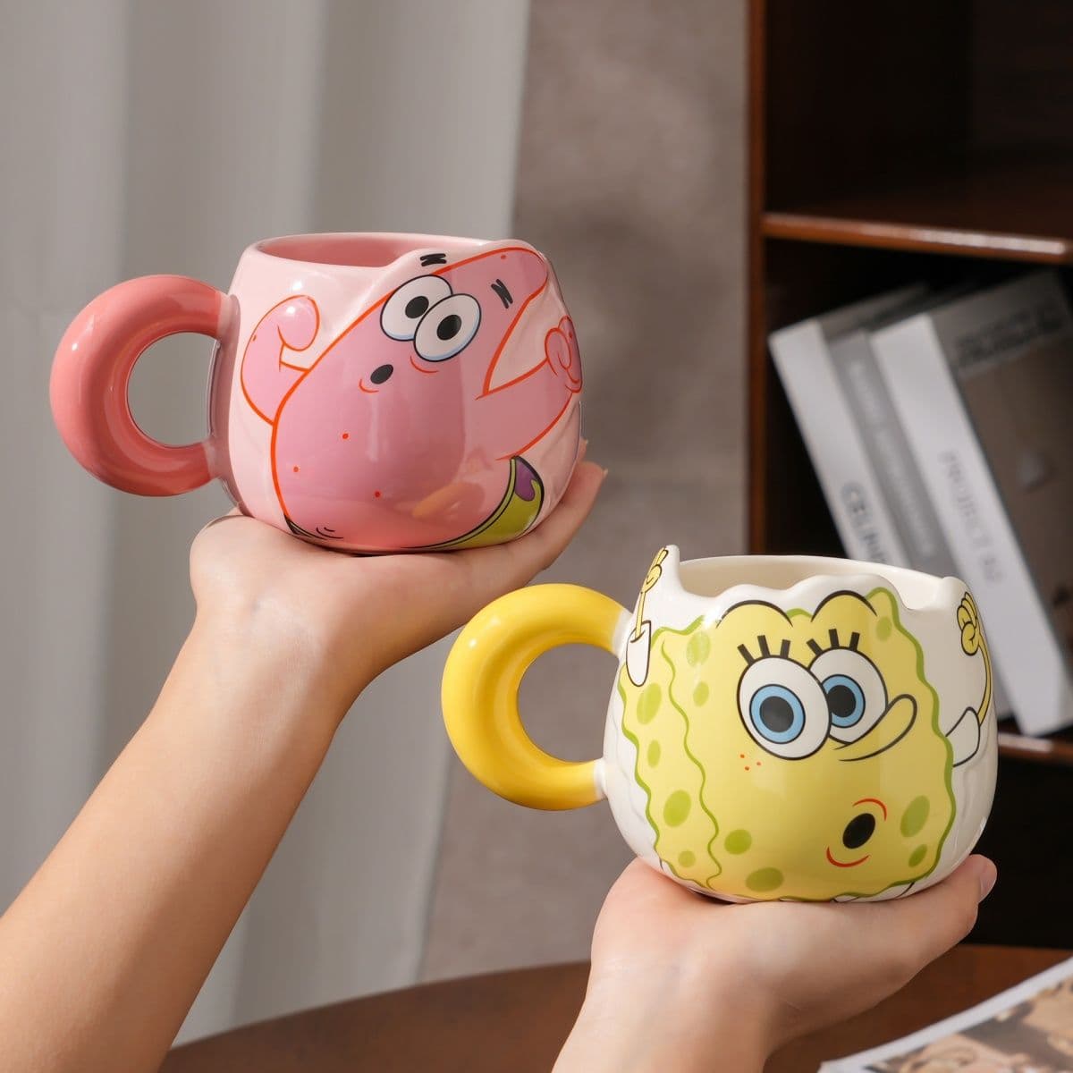 Cute Spongebob mug breakfast girl ceramic water cup home dormitory couple high-looking drinking cup