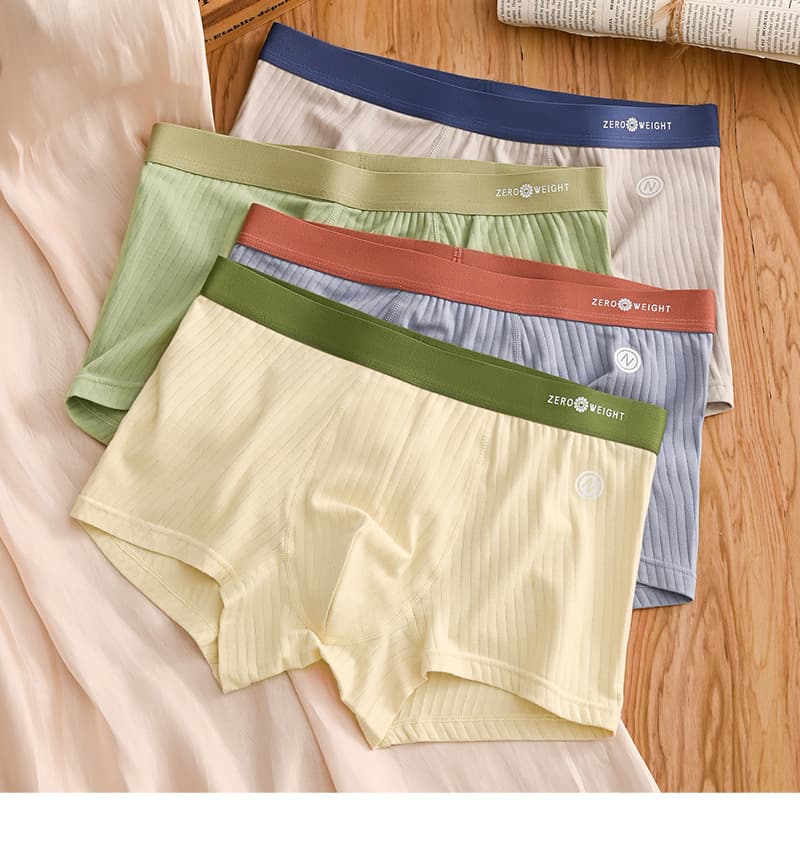 Striped Cotton Men's Boxer Briefs Mid-Rise Contrast High Elastic Loose Comfortable Each Individually Bagged Drop Shipping
