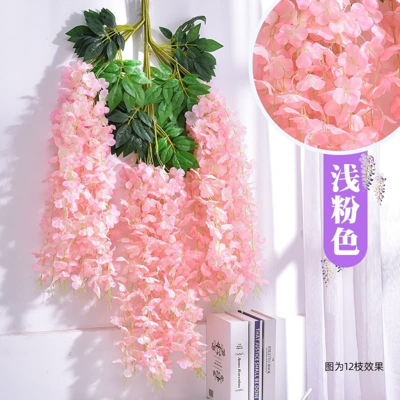 Artificial Wisteria Flowers for Mall Parties, Wedding Ceiling Decor, Bean Flower Wall, Home Decoration, Fake Flower Garlands