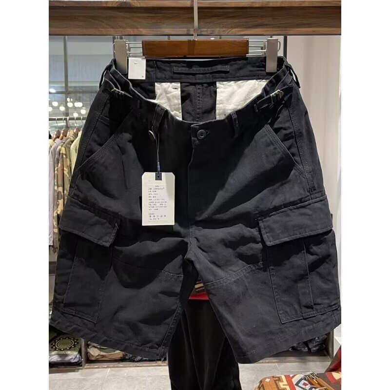 Trendy Brand Summer Cargo Shorts Five-Point Shorts Men American Retro Loose Straight Pocket Casual Pure Cotton Mid-Length Shorts Men