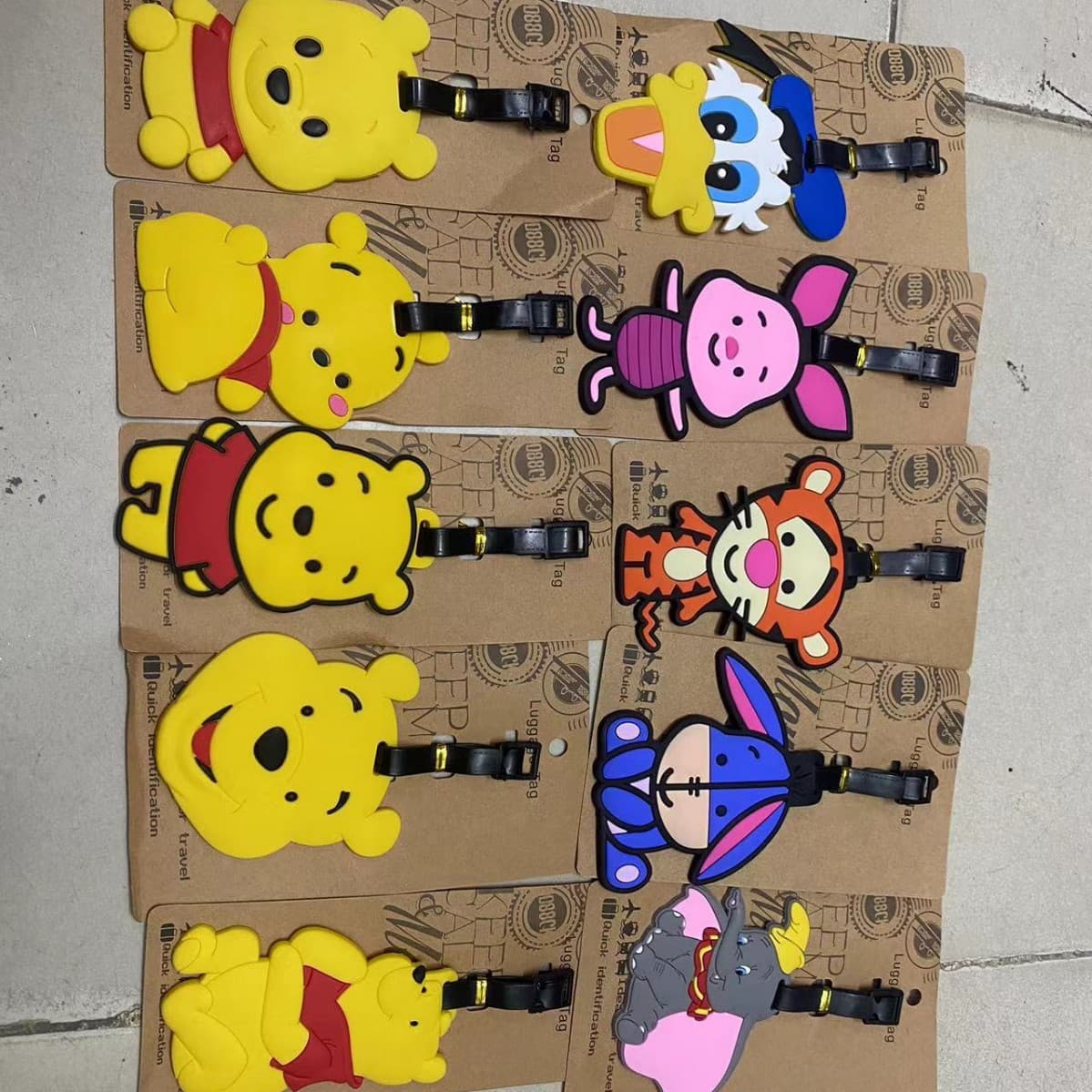 Cartoon bear luggage tag, tiger, donkey, pig, duck, elephant, mixed boarding pass, travel bag pendant