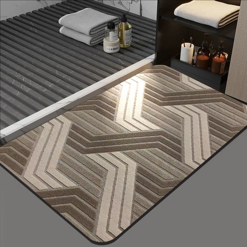 Loop Pile Rubber Absorbent Doormat for Bedroom Entrance, Anti-Oil Mat for Living Room, Non-Slip Bathroom Floor Mat
