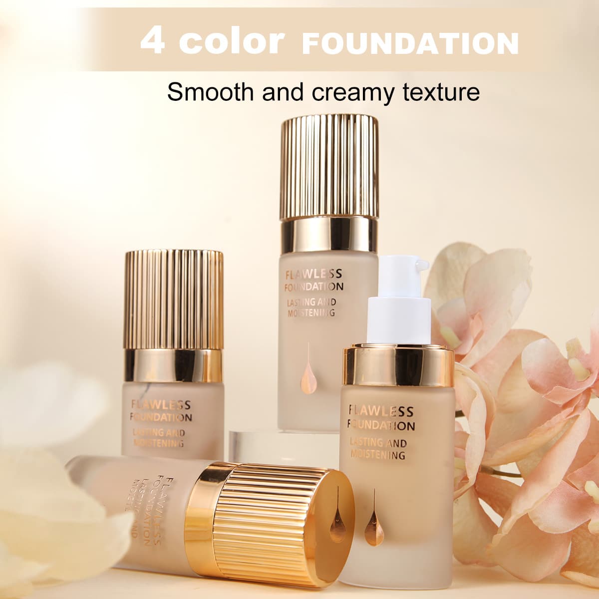 SEARCH BEAUTY Cross-border Flawless Gold Lid Foundation Waterproof Sweatproof Acne Scar Coverage Natural Finish