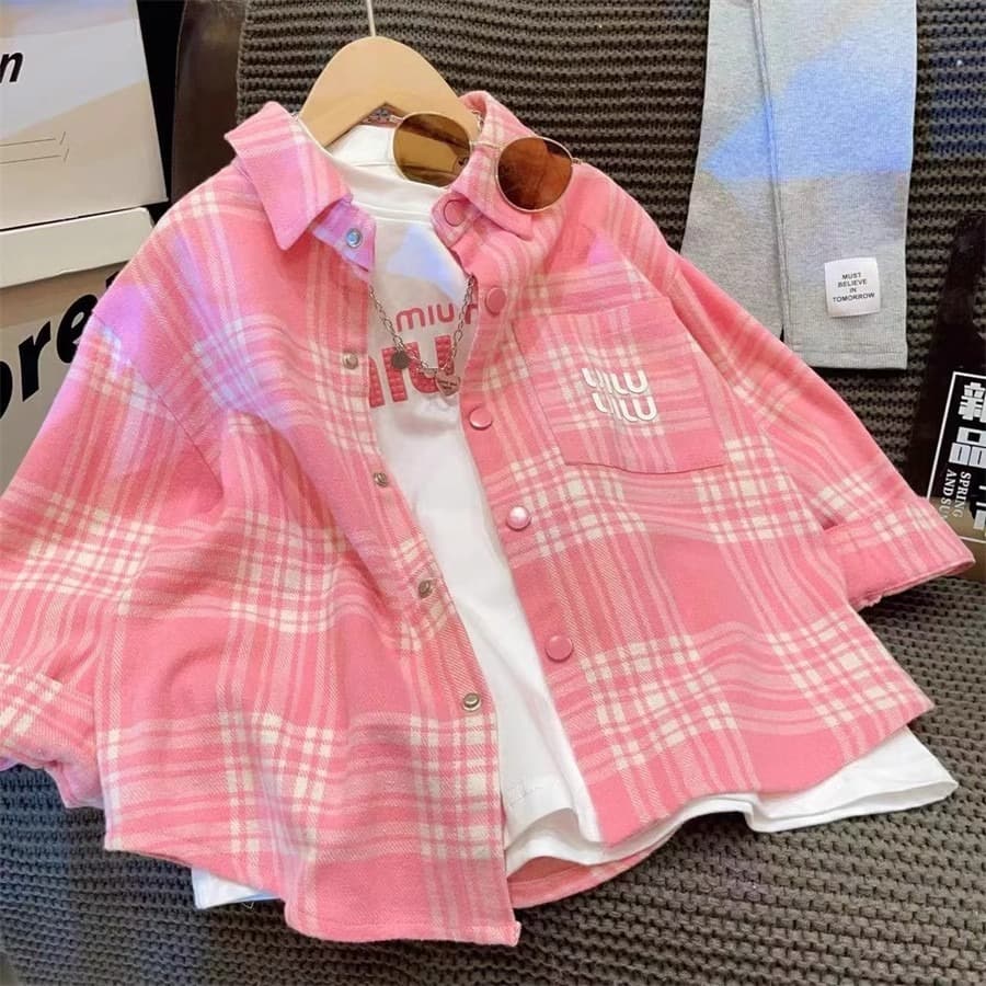 Custom 2025 New Spring Children's Trendy Long Shirt, Viral Fashion for Girls
