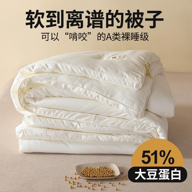 Nanji Ren Class A 3D Soybean Fiber Quilt Satin Jacquard Winter Cotton Blanket Thick Dormitory Comforter Gift Quilt