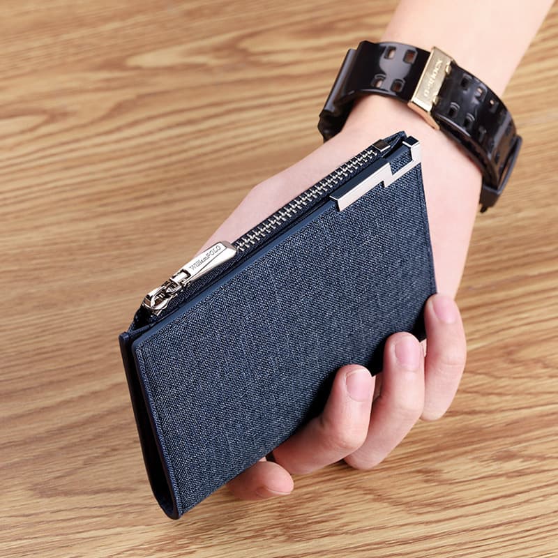 Emperor Paul Men's Short Wallet New Canvas Coin Purse Youth Trendy Wallet Ultra-Thin Mini Card Holder