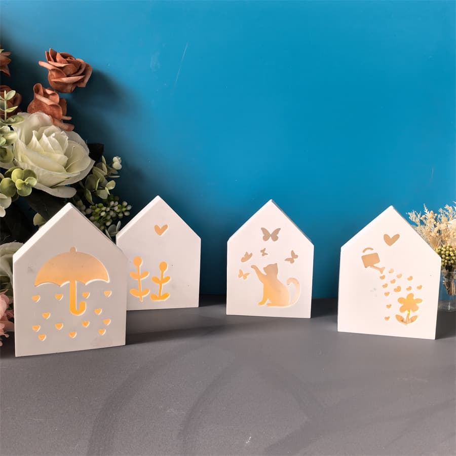 Watering Flowers Cat Butterfly Umbrella Seedling Pattern House Atmosphere Light Gypsum Glue Mold Spring Rainy Season Decorative Mold