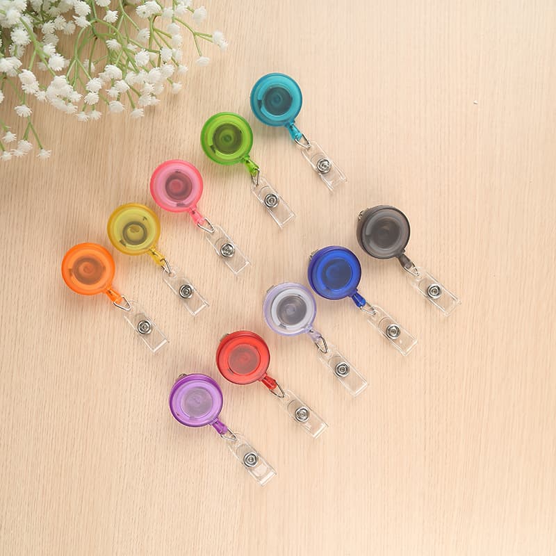Transparent ABS Plastic Retractable Rotating Pull-Tab with Alligator Clip, High Elasticity Clear Strap for ID Cards
