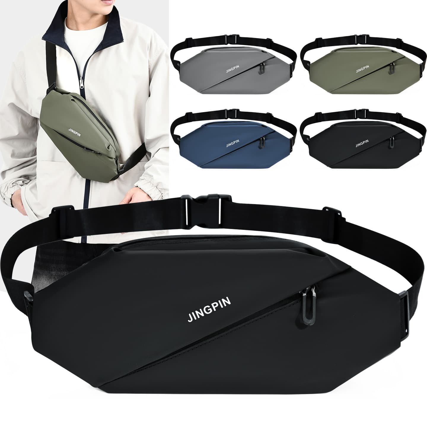 Shoulder bag for men, business outdoor sports chest bag, lightweight, simple, multifunctional waist bag, commuter casual crossbody bag