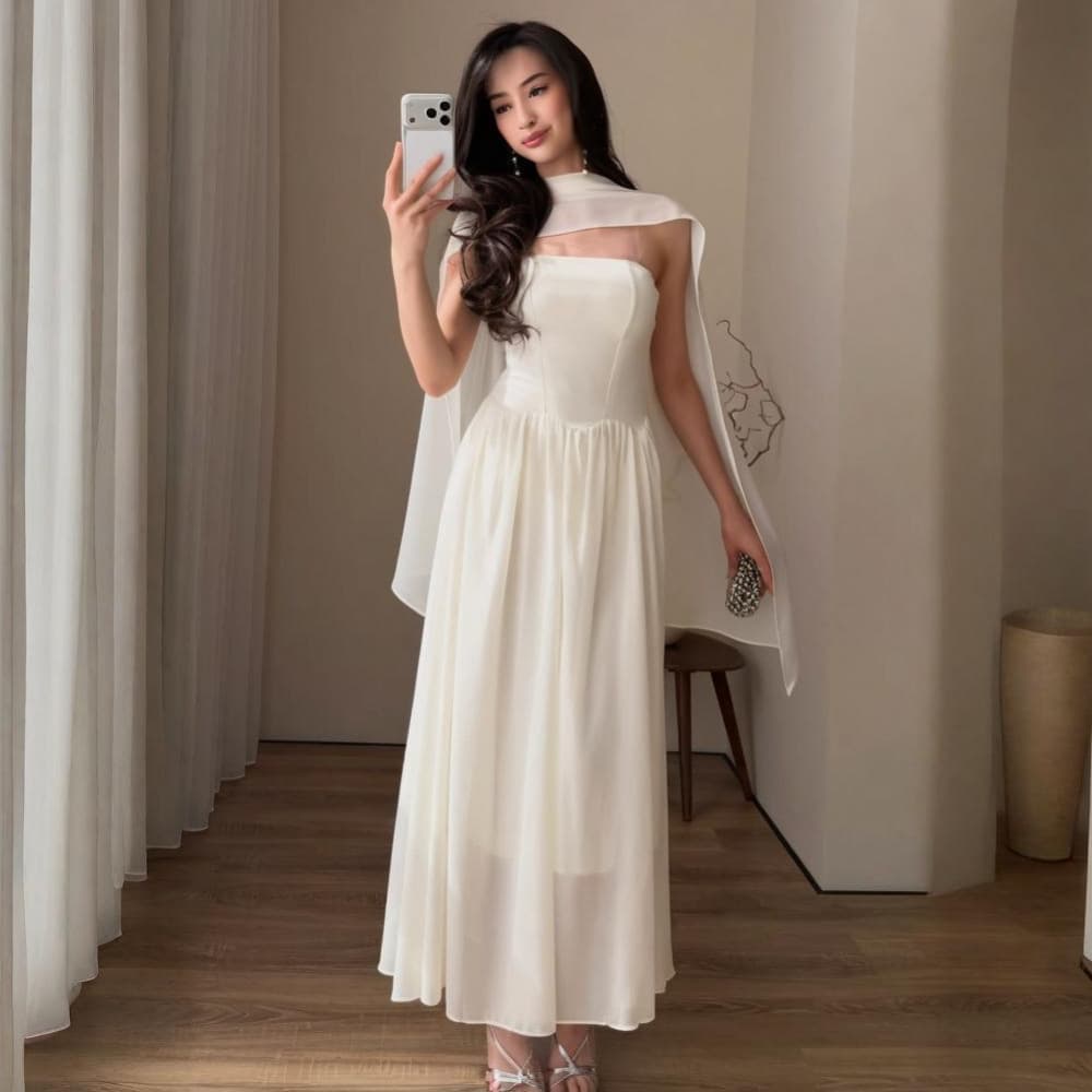 European and American Amazon Women's 2026 New French Style Vacation Slim Tea Break Dress Korean Style Relaxed Long Skirt