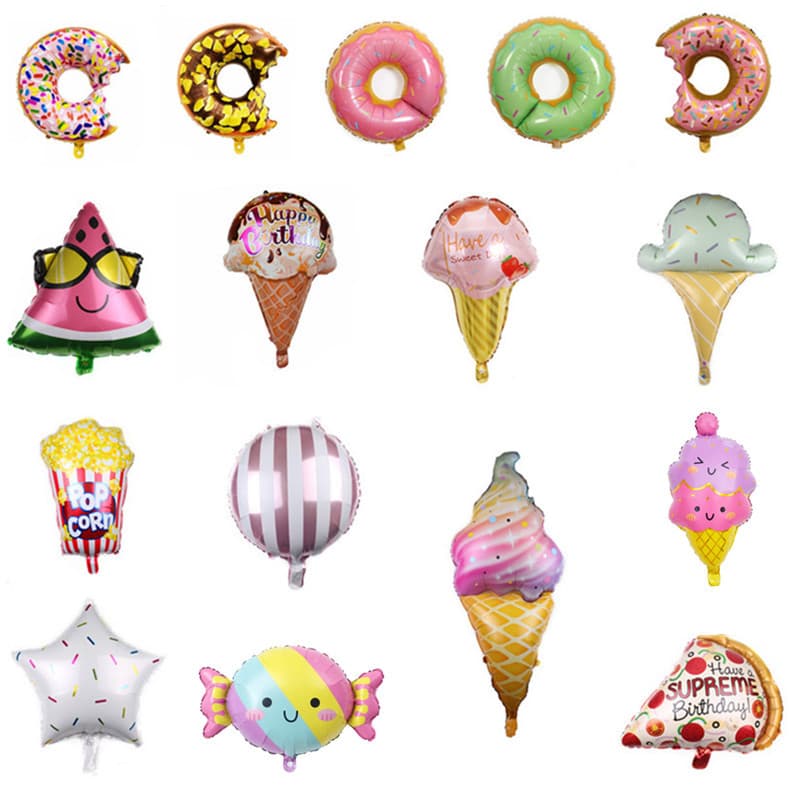 New Pizza Popcorn Burger Hot Dog Foil Balloon Ice Cream Donut Party Gathering Balloons
