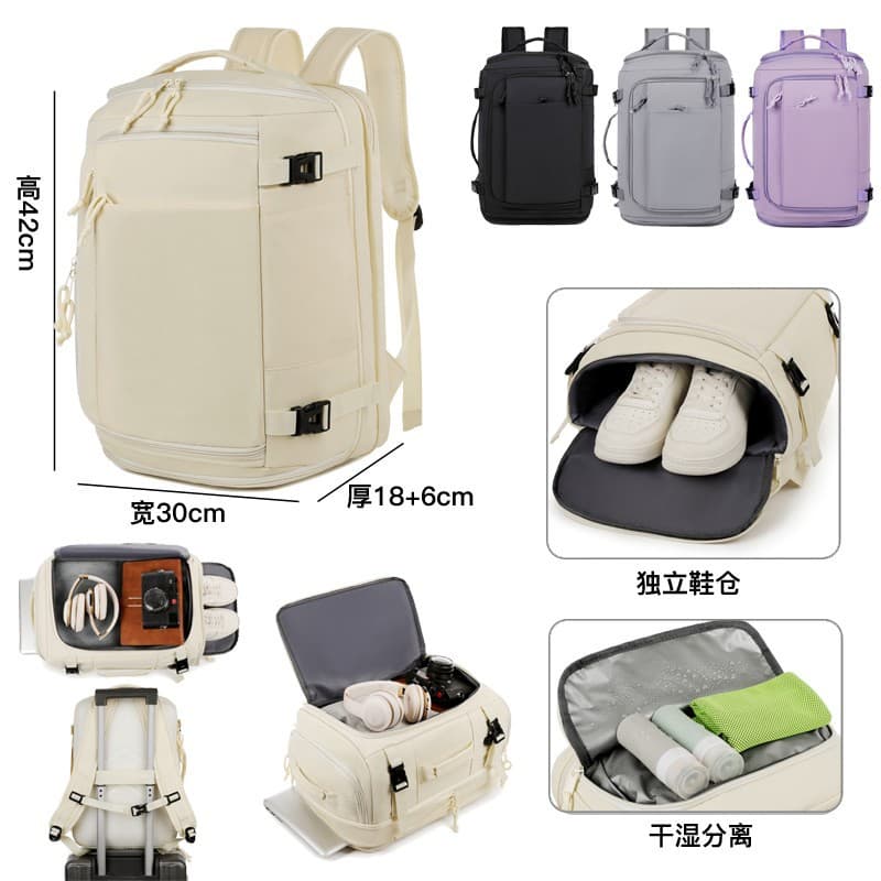 New business backpack with portable compartment, outdoor travel, multi-functional commuter laptop bag, large capacity expandable shoulder bag