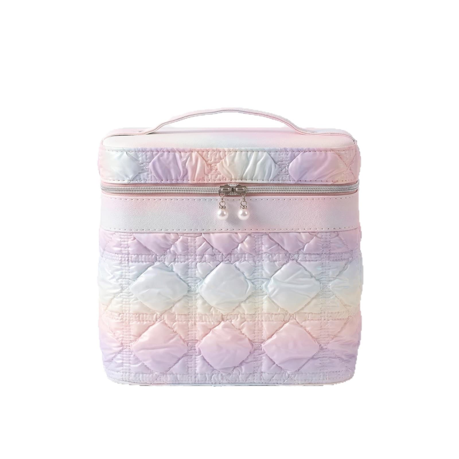 Korean Style Ins Cosmetics and Skincare Storage Box In Stock Gradient Large Capacity Travel Multi-Layer Makeup Case with Mesh