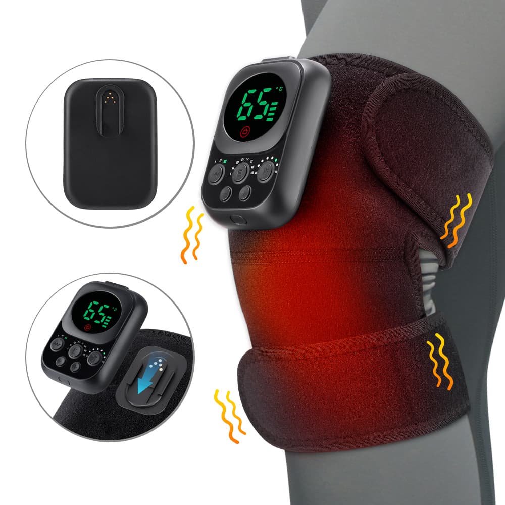 Cross-border New Arrival App-Controlled Electric Heating Knee Pads Detachable Controller EMS Knee Joint Massager for Cold Legs