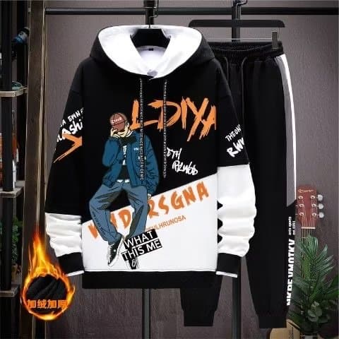 Men's Hoodie Sweatshirt Fall Winter 2022 New Youth Winter Style Men's Top Set Jacket