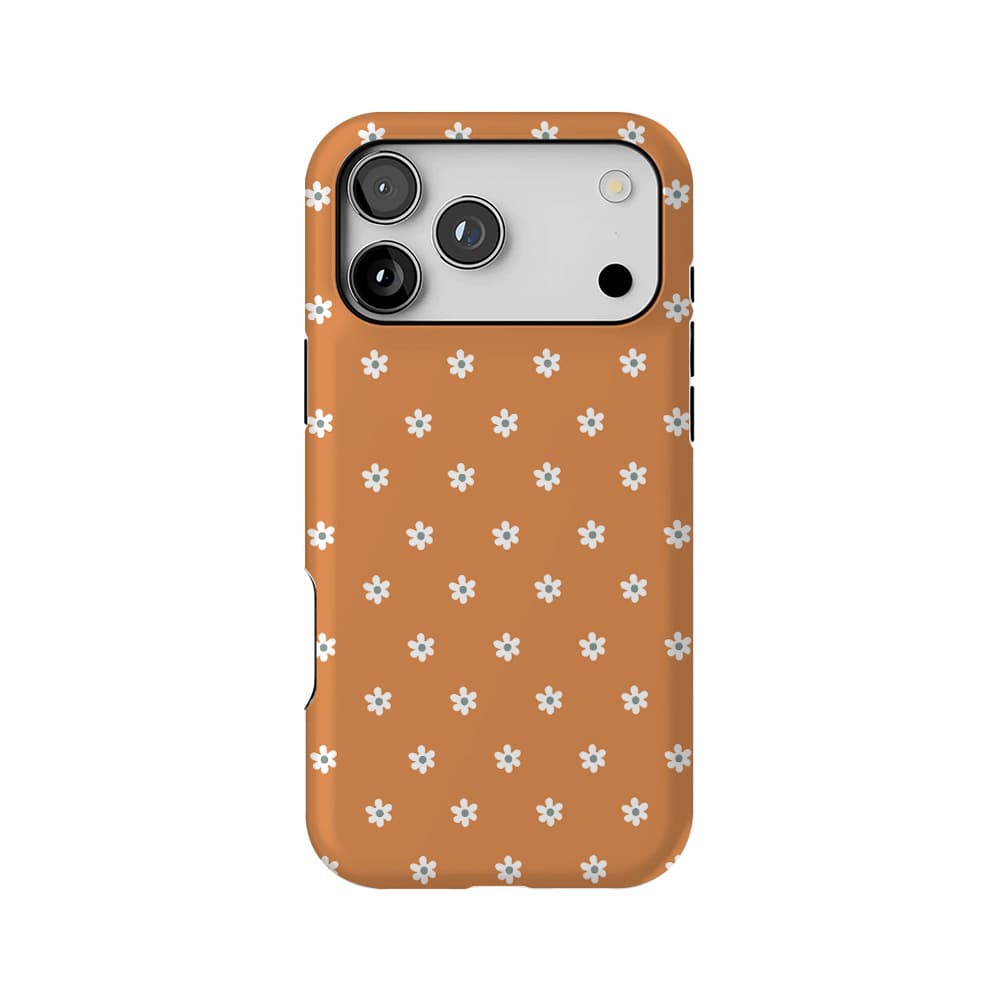Orange Floral Film Magnetic 2-in-1 Phone Case Compatible with iPhone 17 Pro, 16/15/14/13, Soft Shell Hard Shell