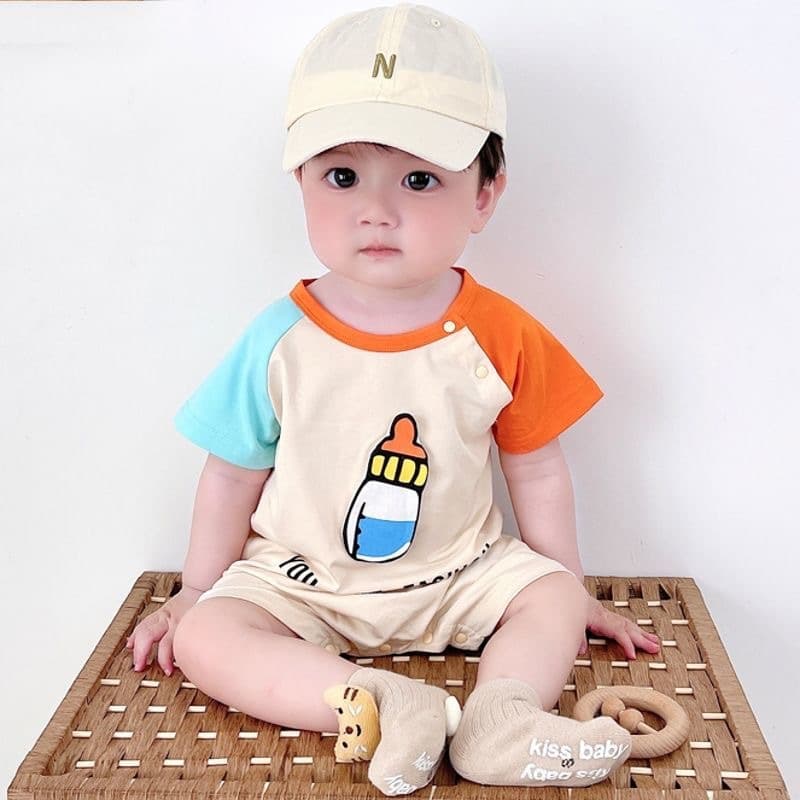 Baby Adorable Short-Sleeve Romper Summer Thin Style for Boys Contrast Color Crawling Suit Newborn Clothing Cute Summer Wear