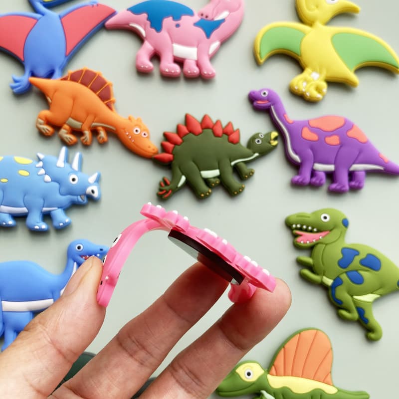 Dinosaur Fridge Magnet PVC Soft Rubber Fridge Magnet Silicone Soft Magnetic Sticker Cartoon Pattern Magnetic Fridge Magnet Custom