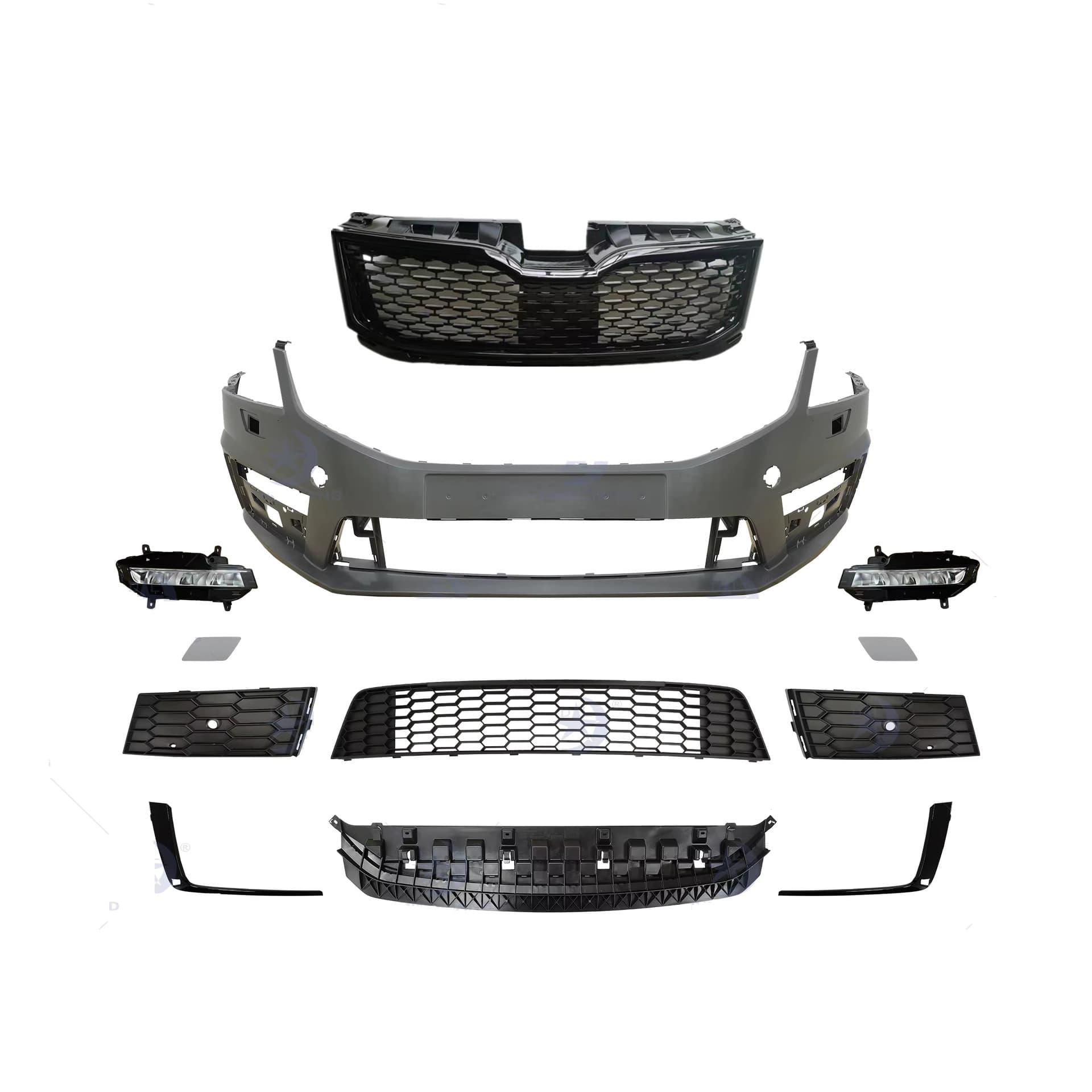 Front Bumper for 2017-2019 Skoda Octavia New Mingrui, Modified European Overseas Version Front Bumper Grille