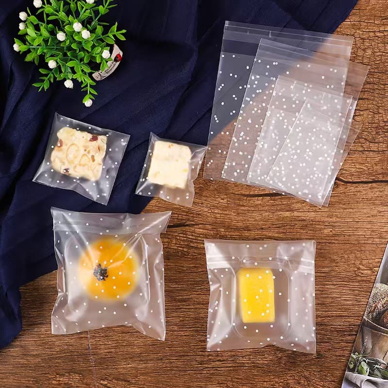 White polka dot transparent self-adhesive bag polka dot jewelry packaging bag baked snowflake pastry candy cookie bag wholesale