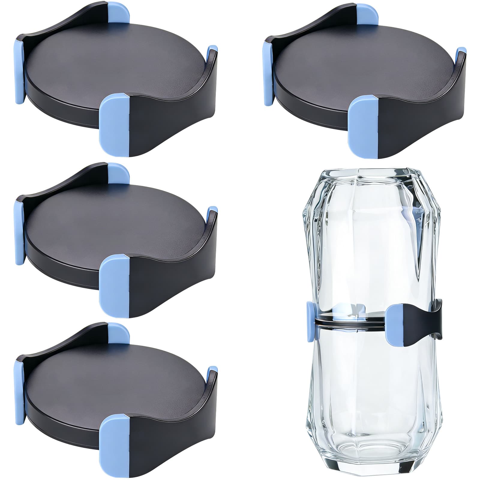 Adjustable Cup Holder Set Desktop Coffee Cup Storage Rack No-Drilling Cup Holder Glass Cup Water Cup