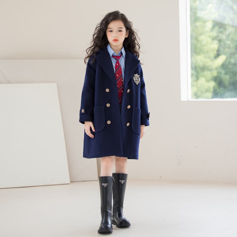 Girls' Wool Blend Jacket British Academic Style 2025 Winter Thickened Mid-Length Big Girls' Cotton-Padded Wool Coat Warm