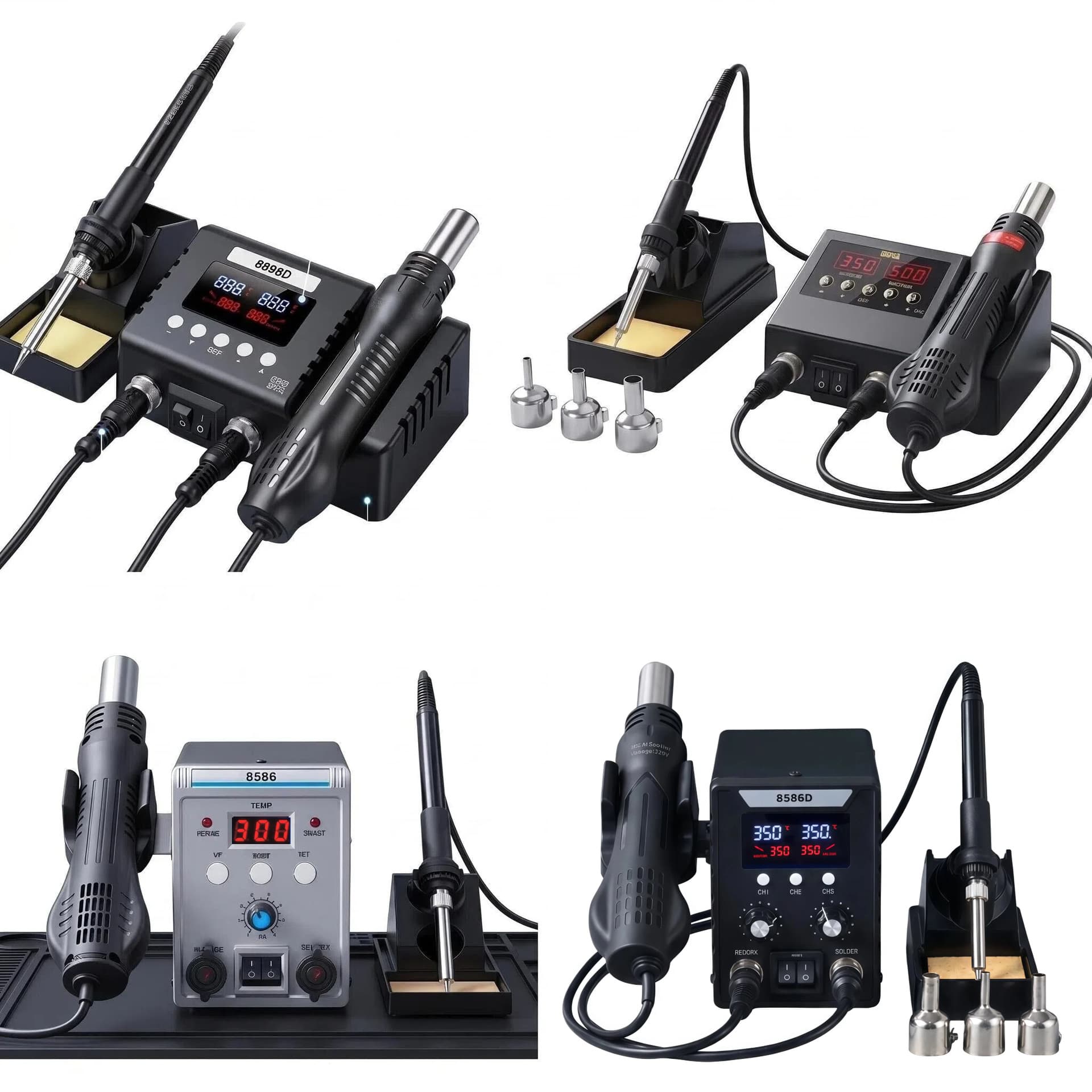 Cross-border hot air gun soldering station two-in-one 8586d repair special hot air gun desoldering station industrial grade electric soldering iron set