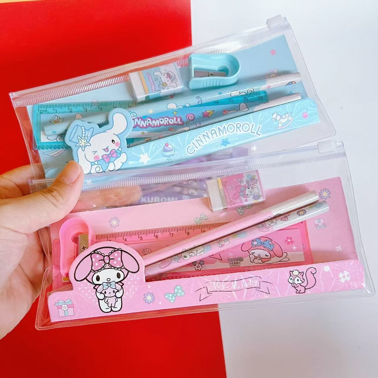 Cute Cartoon Pet Stationery Set, High Appearance Kero Pencil Ruler Bag 5-Piece Set, Student Stationery, Children's Day Gift